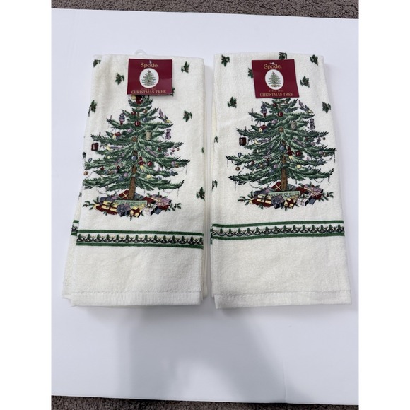 Spode Christmas Tree Kitchen Towels Set Of 4 NWT - Picture 5 of 8